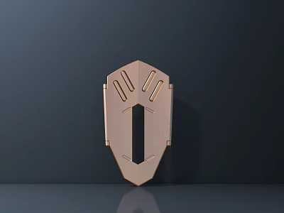 Modern Minimalist Wall Decor With Geometric Shield Shape And Metallic Copper Finish 3d model