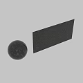 Black Spherical Component on Black Marble Textured Walls and Floor with Golden Lighting