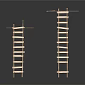 Two Wooden Ladders With Different Heights For Display On White Background 3d model