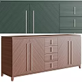 Dark Green And Brown Storage Cabinets With Doors And Drawers Design
