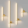 Modern Gold Wall Lamps with Horizontal Bars and Circular Elements for Home Decor 3d model