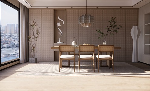 modern dining room living room 3d model