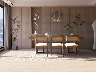 modern dining room living room 3d model