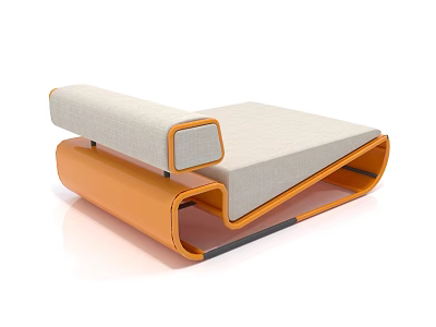 Modern Abstract Sofa With Orange Frame And Beige Cushion Unique Design 3d model