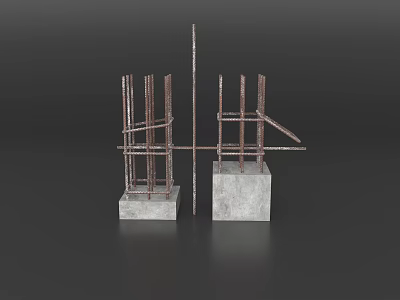 Reinforced Steel Construction Components With Concrete Bases And Structural Frames 3d model