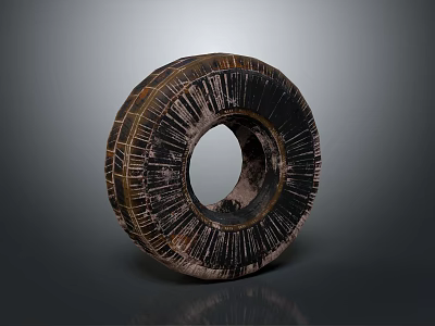 Old Vehicle Tire With Worn Tread Pattern And Detailed Surface Texture 3d model