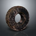 Old Vehicle Tire With Worn Tread Pattern And Detailed Surface Texture 3d model