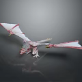 Fantasy Dragon With White And Red Wings In Flying Pose