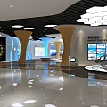 Science and Technology Museum Exhibition Hall With Modern Display Screens Interactive Models And Lighting