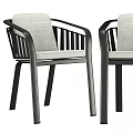 Modern Dining Chairs With Black Metal Frame And Gray Upholstered Seat And Slatted Backrest