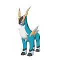 Teal Plush Stuffed Toy With Golden Horns White Belly And Black Hooves