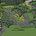 Tranquil Park Landscape With Stone Path Stepping Stones Lush Greenery And Colorful Flowers