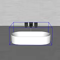 White Oval Washbasin With Black Faucet On Gray Countertop Modern Design