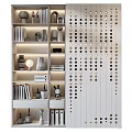 Elegant Modern Interior With Stylish Bookshelf Decorative Items And Perforated Partition