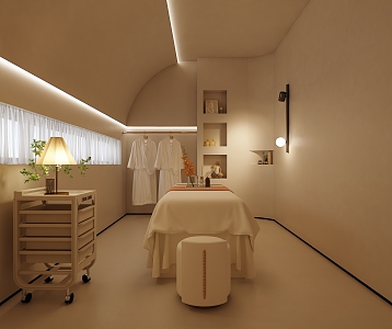 Cream Style Spa Room Massage Room Massage Bed Room Beauty Shop 3d model