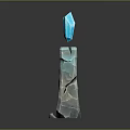 Decorative Ornament Set with Blue Crystal and Cracked Stone Pillar Design