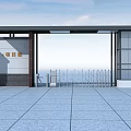 Modern Architectural Entrance Gate With Traditional Patterned Design And Access Control Turnstiles