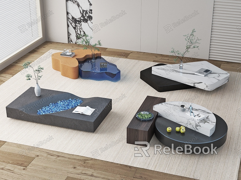 Modern coffee table combination ornaments green plants model