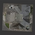 European Style Detached Villa With Steep Roof Tower And Ornate Brick Stone Exterior