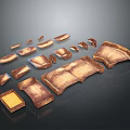 Assorted Brown Wooden Furniture Components With Various Shapes And Sizes