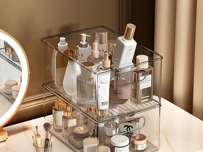 Clear Acrylic Storage Organizer for Perfume and Cosmetics Bottles on Vanity Table 3d model