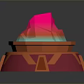 3D Scene Component With Pink Top Blue Green Flowing Area And Orange Pink Base