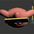 Cartoon Character Patrick Star With Pink Body Wooden Sign On Head And Green Shorts