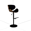 Modern Design Bar Stools With Wooden Back And Black Seat On Metallic Adjustable Stand