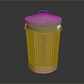 Stainless Steel Household Trash Can With Lid And Ribbed Design Shiny Surface