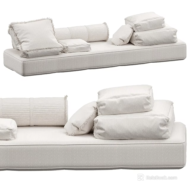 Modern White Sofa With Soft Stacked Cushions For Contemporary Interior Design 3d model 
