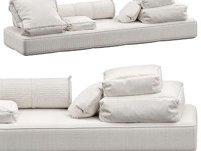 Modern White Sofa With Soft Stacked Cushions For Contemporary Interior Design 3d model