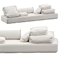 Modern White Sofa With Soft Stacked Cushions For Contemporary Interior Design 3d model