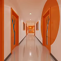 Xueersi Double Teacher School Classroom With Orange Interior Tables Chairs And Screen