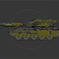 Modern Military Tank With Armored Body Cannon Tracks And Green Lights