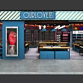 Modern Retail Store Interior With Wooden Shelves Blue Cabinets And Ceiling Lighting
