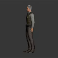 Male Character in Standing Pose Wearing Gray Vest Blue Shirt Brown Pants Brown Boots