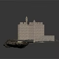 Detailed Medieval Castle Model With Stone Walls Towers And Rocks