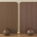 Wooden Wall Panels with Dark Brown Grain and Decorative Round Balls in Interior