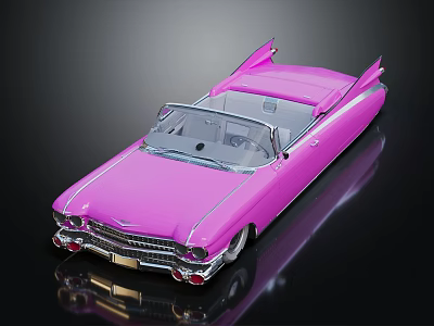Vintage Pink Convertible Car With Retro Open Top And Classic Body Design 3d model