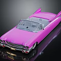 Vintage Pink Convertible Car With Retro Open Top And Classic Body Design
