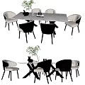 Modern Minotti Dining Table and Chair Combination 3d model