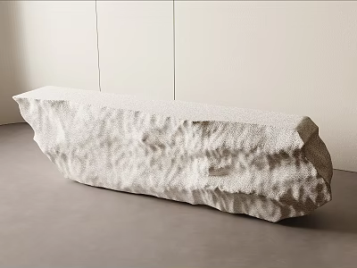 Modern Natural Textured Stone Reception Desk With Unique Shape And Minimalist Interior Design 3d model