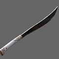 Ornate Weapon Knife With Engraved Blade White Handle And Golden Accents
