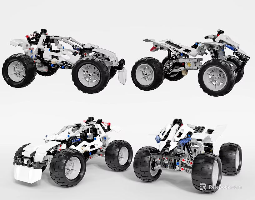Building Blocks Off Road Vehicles With Large Wheels Mechanical Structures And Detailed Design 3d model 