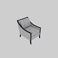 Elegant Lounge Chair With Geometric Pattern Fabric And Dark Wooden Frame