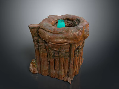 Scenic Natural Rock Formation With Blue Central Pool And Rough Textured Surface 3d model