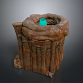Scenic Natural Rock Formation With Blue Central Pool And Rough Textured Surface