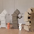 Unique Shaped Chest of Drawers in Various Colors with Stuffed Toys for Modern Home Decor