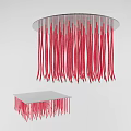 Modern Decorative Light With Red Hanging Strings Circular Top And Square Base Design 3d model