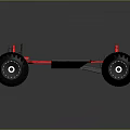 Red Off Road Vehicle Chassis With Large Black Tires And Frame Structure